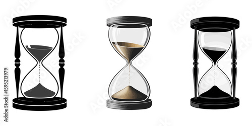 Vintage hourglass sandglass timer or clock flat icon for apps and websites, Sand watch icon set. Hourglass symbol. Flat vector illustration, Hourglass icon set. Sandglass symbol, logo. Vector EPS 10