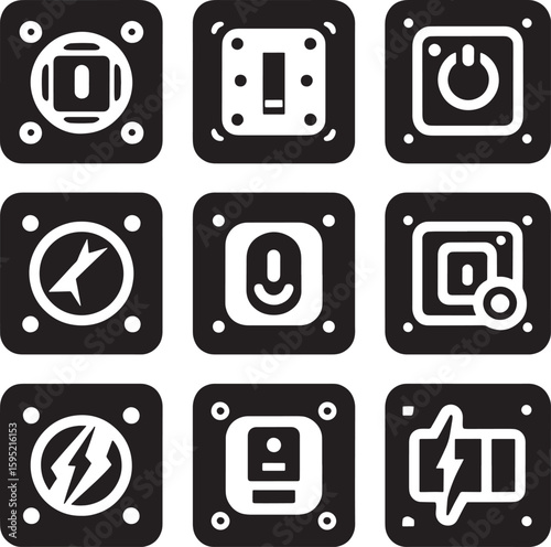 electric switch icon bundle icon silhouette line art stock photos premium quality