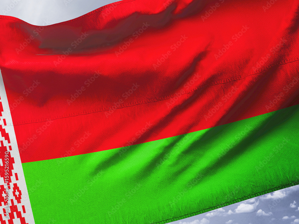 Naklejka premium Belarus Flag on Cloth