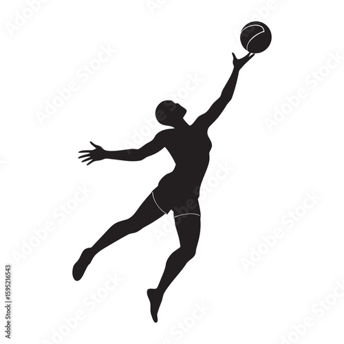 Dynamic silhouette of a volleyball player in action perfect for sports graphics and designs