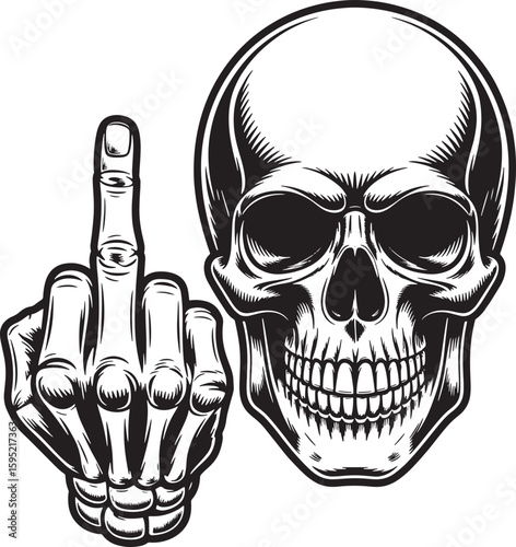 head skull raising middle finger silhouette line art stock photos premium quality