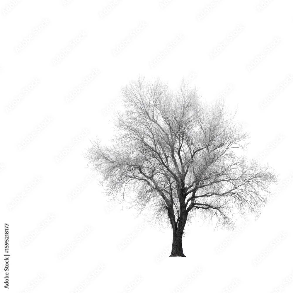 Obraz premium Monochrome tree silhouette against black background