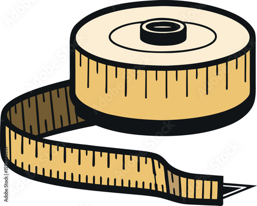 Measuring Tape Silhouette Coiled with Tab Side Profile Tool