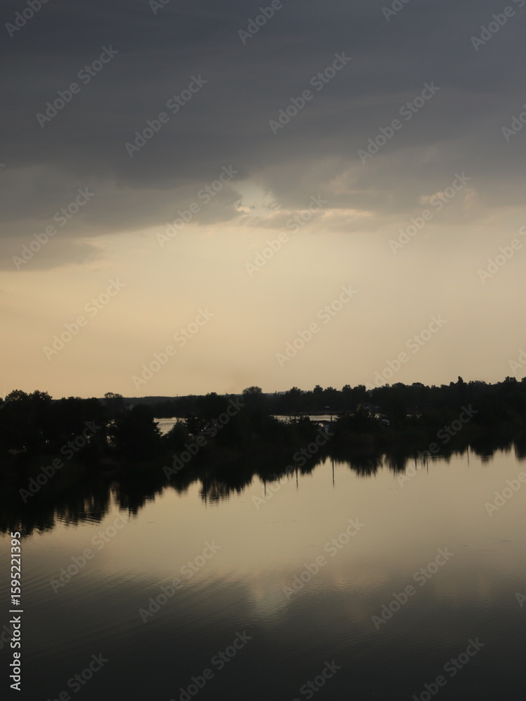 Fototapeta premium sunset over the river