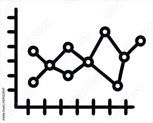 Simple hand-drawn line graph illustrating data trends and fluctuations over time with marked intervals on axes. Ideal for: Educational materials explaining graph interpretation and data trends