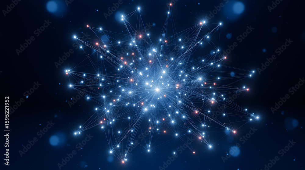 Fototapeta premium Digital network with interconnected nodes and glowing connection points