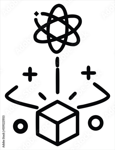 Abstract representation of scientific discovery and innovation symbolizing the transformation of ideas into tangible outcomes and advancements. Ideal for use in educational materials, science journals