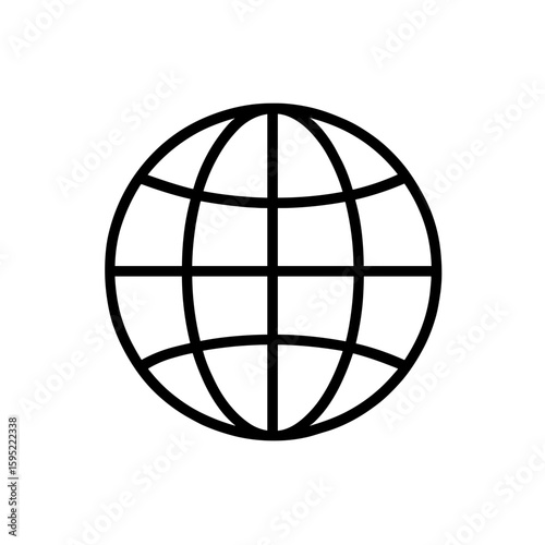 Globe icon (outline) – global travel and world symbol