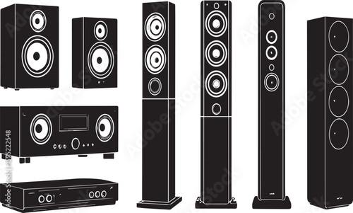 audio speakers on white background