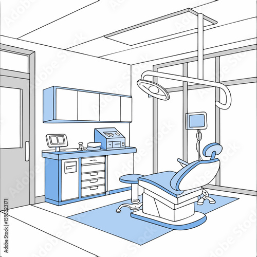 Modern Dental Clinic Interior – Dentist Office Equipment Illustration