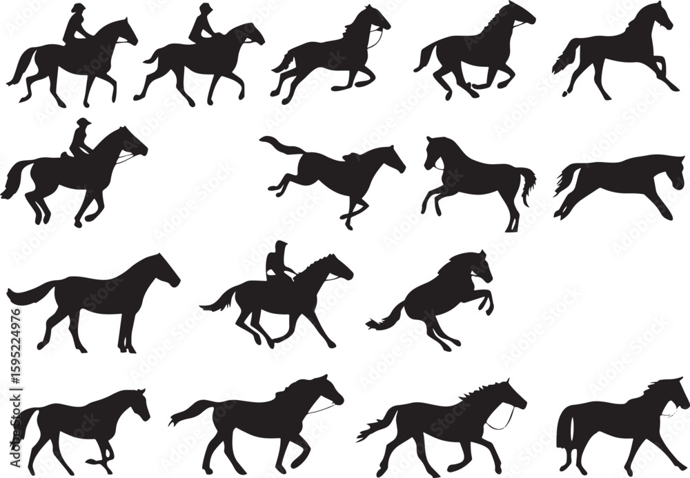 Fototapeta premium Black Horse Silhouette Vector Elegant Animal Illustration for Logos, Prints, and Digital Art