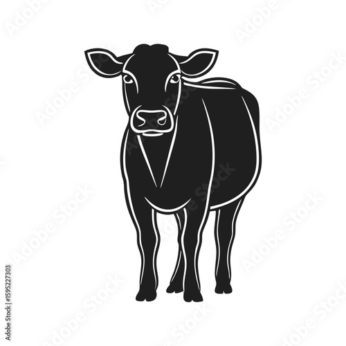 Black cow silhouette standing animal livestock