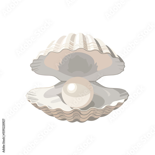 An open clam shell revealing a lustrous, spherical pearl.