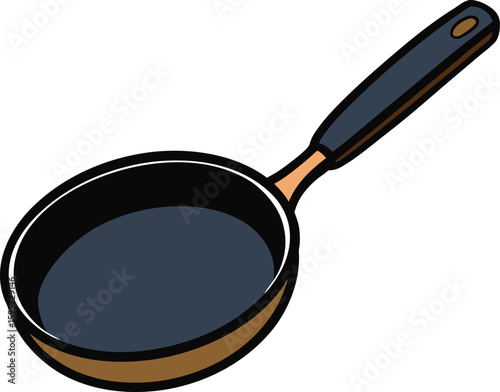 Frying Pan Silhouette with Long Handle Side View