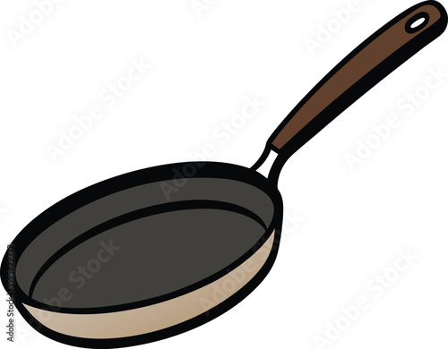 Frying Pan Silhouette with Long Handle Side View