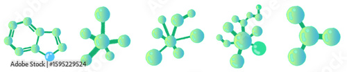 Cartoon Style Green Molecular Structure for Science Education and Chemistry Illustration