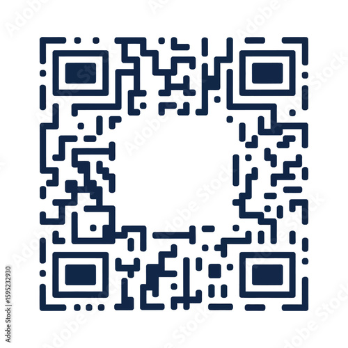qr code icon with empty circular space in the middle vector illustration with editable stroke for web and ui

