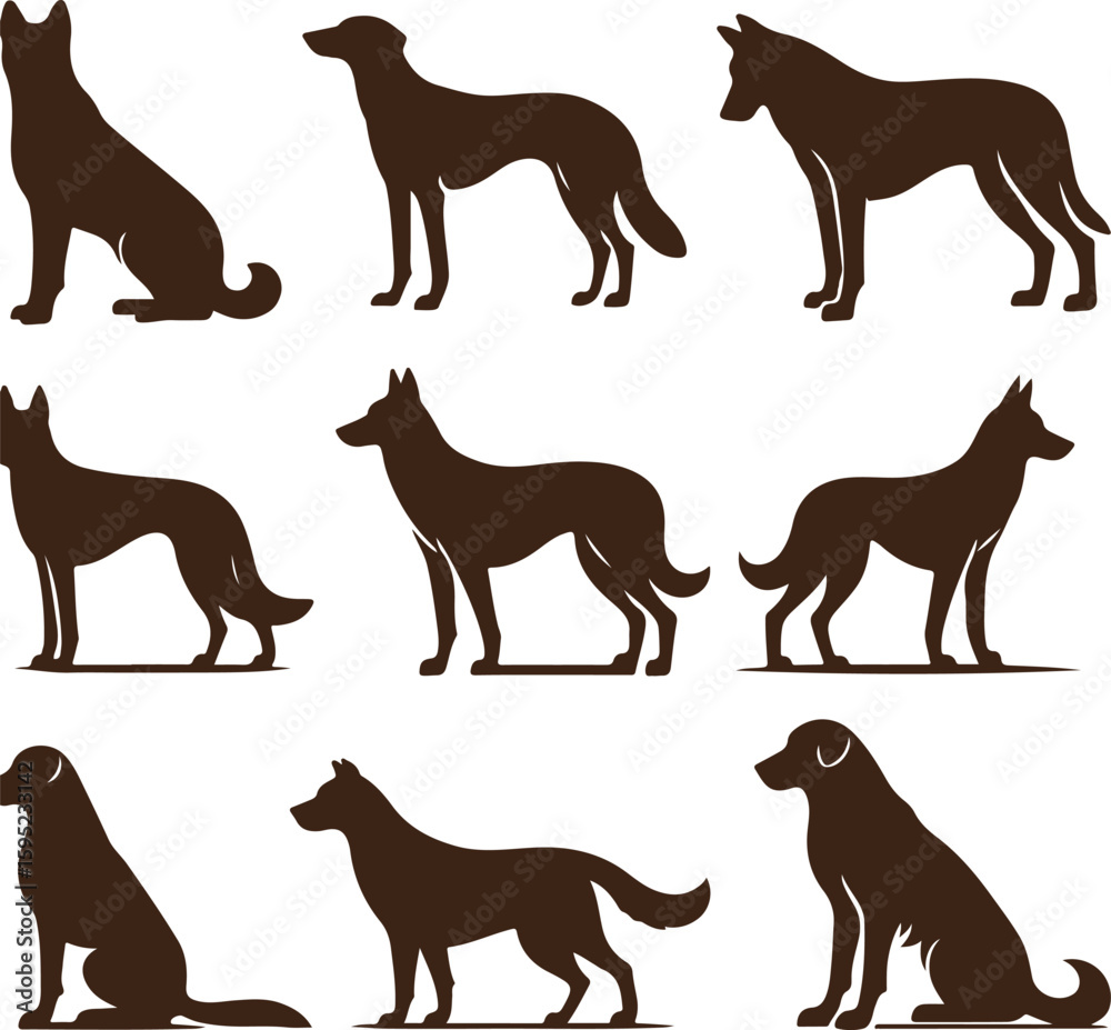Obraz premium set of dogs silhouettes vector