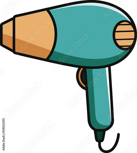 Hair Dryer Silhouette with Handle and Nozzle Side View