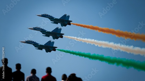  Indian Air Force Jets Creating Tricolor Trails in Republic Day Air Show