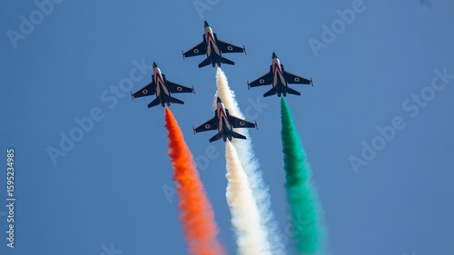  Indian Air Force Jets Creating Tricolor Trails in Republic Day Air Show