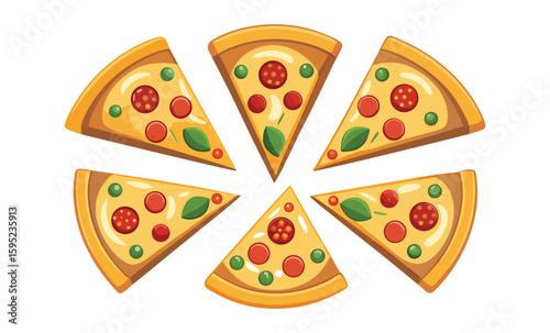 Delicious slices of margherita pizza arranged in a circle