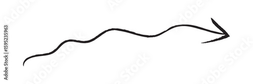 Hand-Drawn Black Ink Brush Arrow – Grunge Style Minimal Vector Illustration.