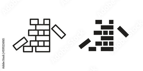 Wooden block icon set. minimal logotype web element pack.