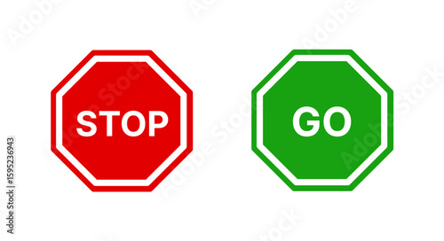 Stop sign and go sign vector illustrations. Stop and go vector icon