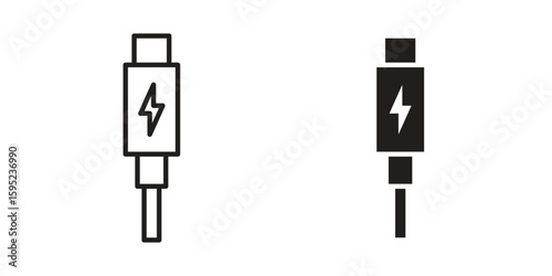USB type c icon set. minimal logotype web element pack.