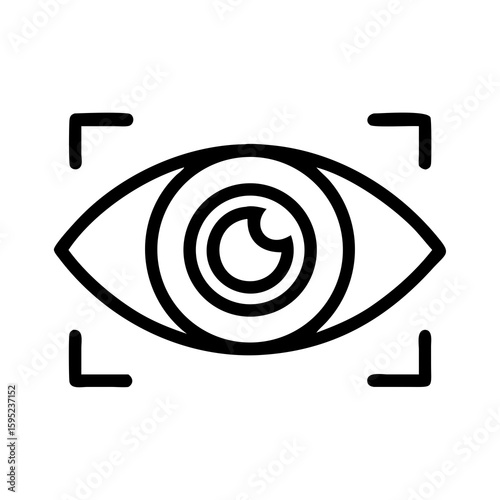 Eye scanning security system identification silhouette vector illustration