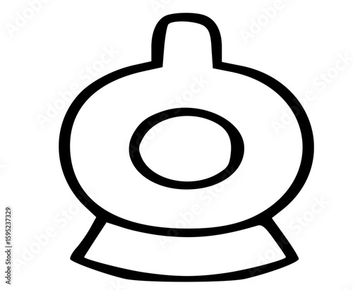 Simple, outlined, stylized, circular, decorative, ancient artifact design.