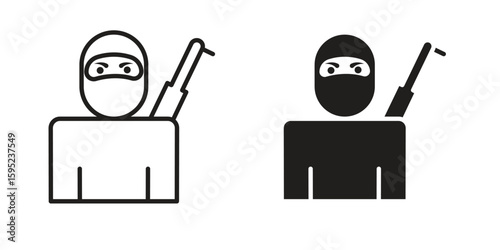 Terrorism icon set. minimal logotype web element pack.