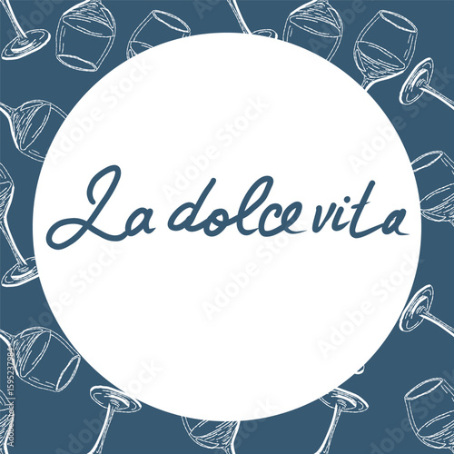Hand drawn vector decorative frame in trendy italian style Dolce vita. 