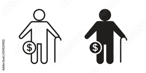 Retirement icon set. minimal logotype web element pack.