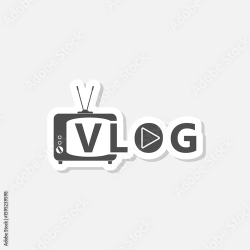 Video vlog or channel sticker isolated on gray background