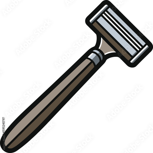 Shaving Razor Silhouette Side Profile with Handle and Blade