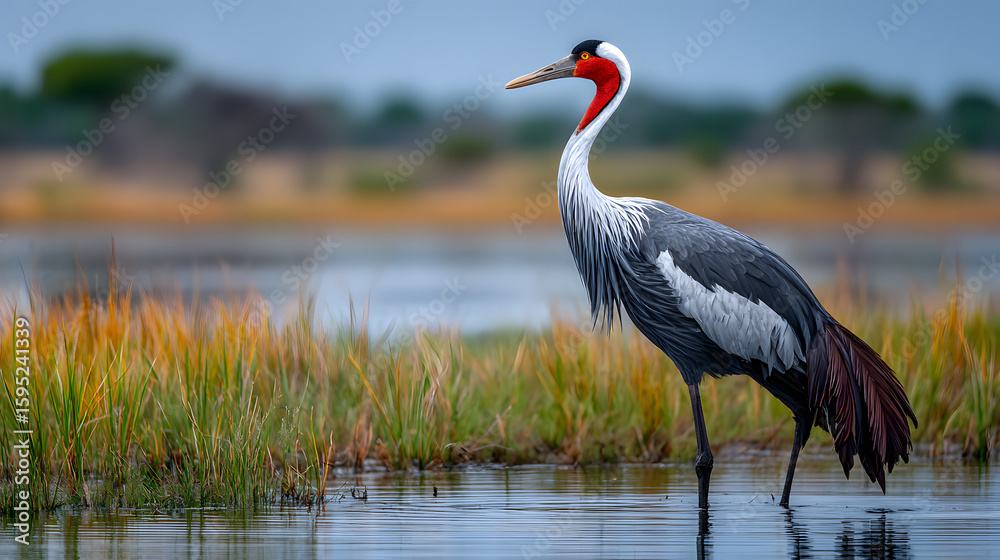 Fototapeta premium bird, crane, animal, nature, wildlife, crowned, wild, grey, feather, heron, water, beak, grey crowned crane, feathers, beautiful, sandhill crane, gray, birds, crown, white, fauna, animals, crowned cra