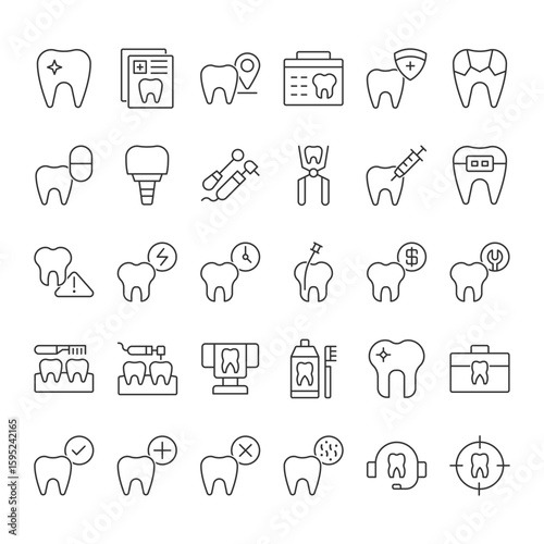 Dental Care Icon Set  - Tooth And Teeth Icon Sign Symbol