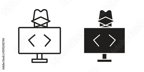 Hacker icon set. minimal logotype web element pack.