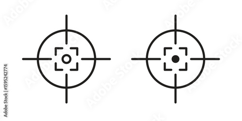 Gun target icon set. minimal logotype web element pack.