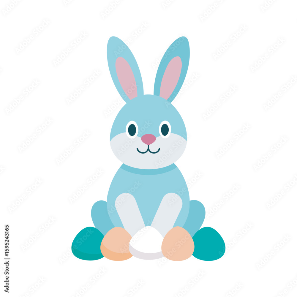 Fototapeta premium vector flat color cute Easter bunny sitting