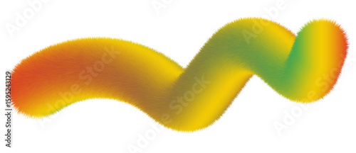 Color gradient abstract shape. Wavy curved rainbow ribbon. with fur effect isolated 