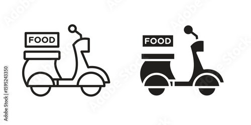 Food delivery icon set. minimal logotype web element pack.