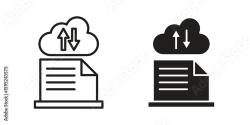 File sharing icon set. minimal logotype web element pack.