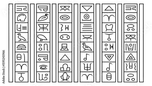 Ancient  hieroglyphs arranged in vertical columns