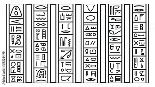 Ancient  hieroglyphs vertical columns of text and symbols