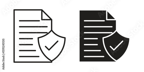 Contract coverage icon set. minimal logotype web element pack.