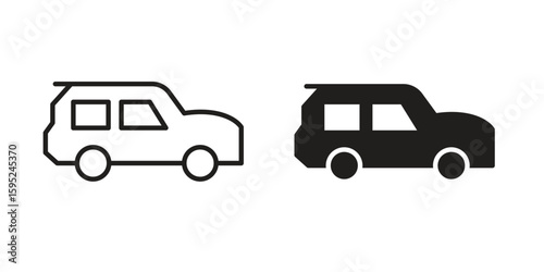 Compact car icon set. minimal logotype web element pack.