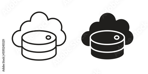 Cloud server icon set. minimal logotype web element pack.